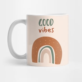 Good Vibes Boho Pastel Rainbow Organic abstract art Mug